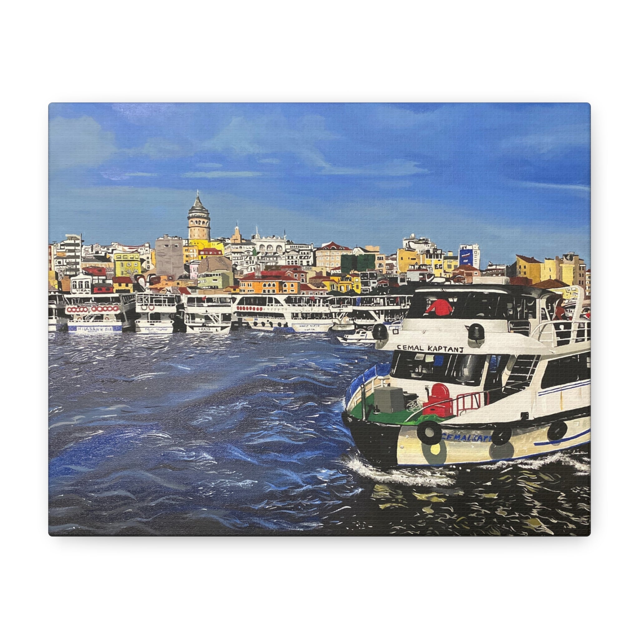 Cityscape with boats on a body of water